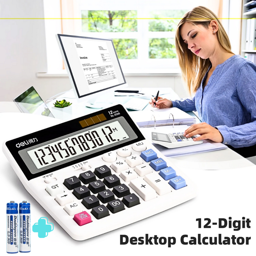

DEXIN Kalkulator LCD 12 Digit Lengkap Display Two Way Power Solar - DS-200ML