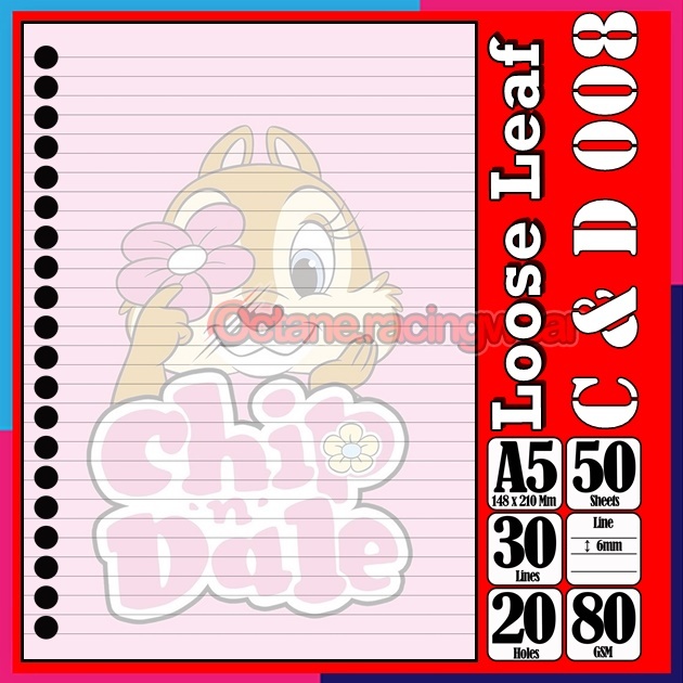 

Loose leaf Kertas binder A5 Isi 50 Lembar karakter Chips & dale Si tupai Hewan kartun lucu Kertas binder autestic autestik Estetik Buku Refil isi ulang lucu warna warni bergambar garis Polos Repil Vol-2