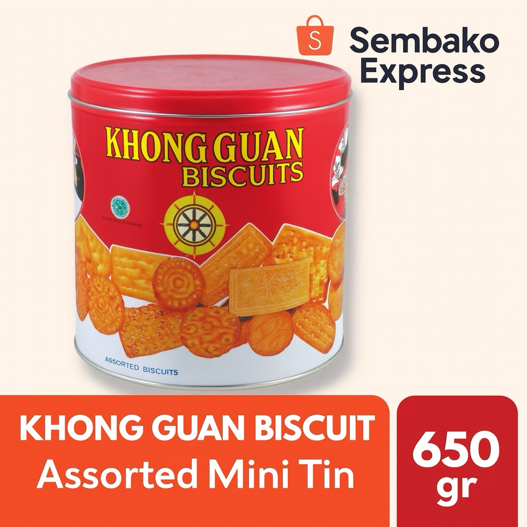 Khong Guan Assorted Biscuits Kaleng Mini 650g – Biskuit Legendaris Isi Campur Klasik | Sembako Expre
