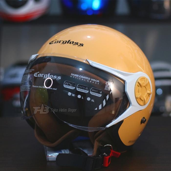 HELM CARGLOSS YRH HELM RETRO HIJAB FUZZ ORANGE HELM HALF FACE