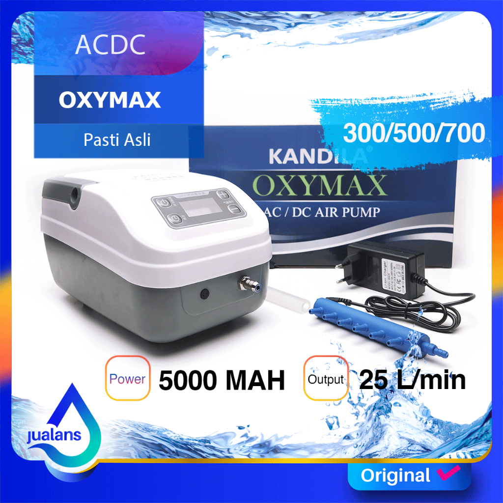 KANDILA OXYMAX 300 500 700 Aerator ACDC Aquairum Kolam Besar Pompa Udara Baterai OXYMAX