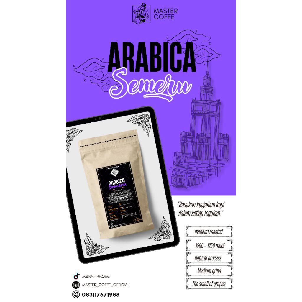 

( master coffe )bubuk kopi arabica semeru 100%