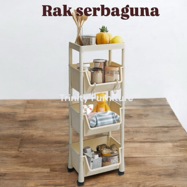 Rak susun Serbaguna/Rak susun roda/Rak Penyimpanan/Rak troley/Rak kosmetik/Rak bumbu N01