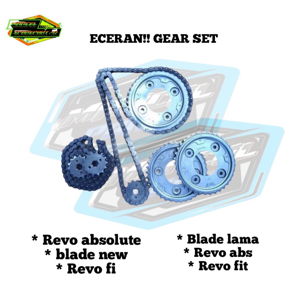 Gear set depan belakang plus rantai honda blade lama, gir set rantai copotan original honda blade la
