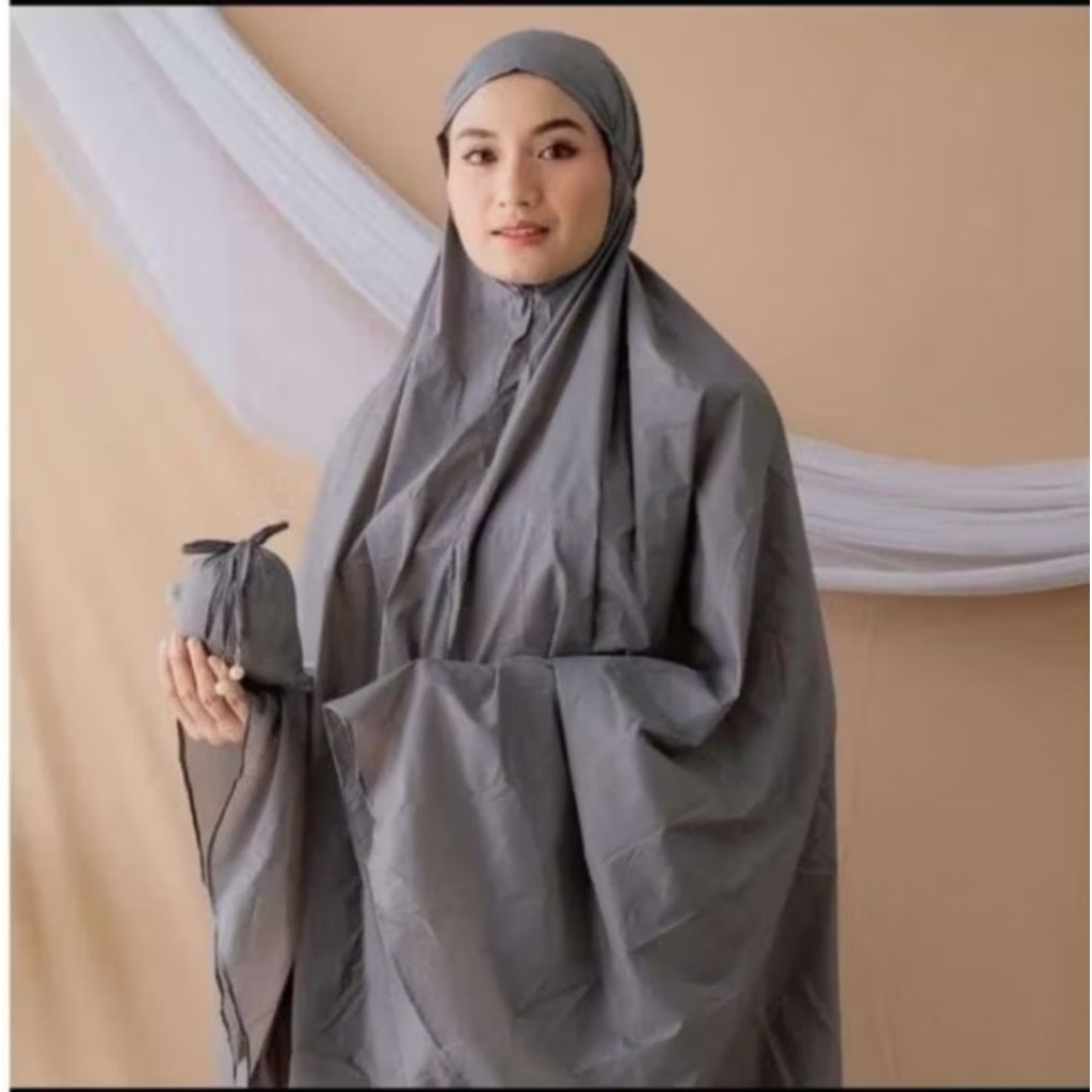 Mukena traveling mini pouch 2in1 Laura Mukena Dewasa katun premium