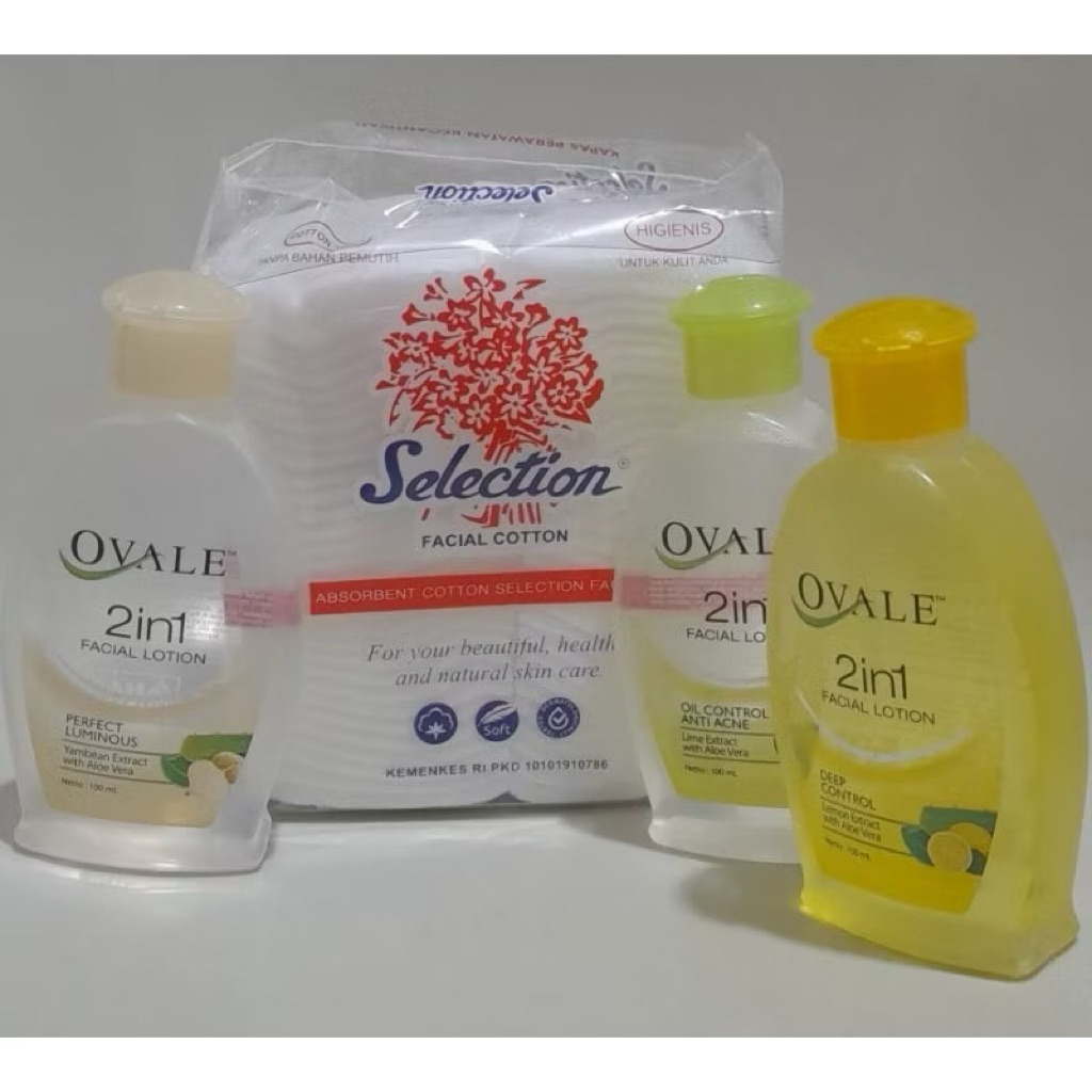 OVALE Paket Bundle Hemat Pembersih Wajah Sekali Usap  KAPAS |SERIES