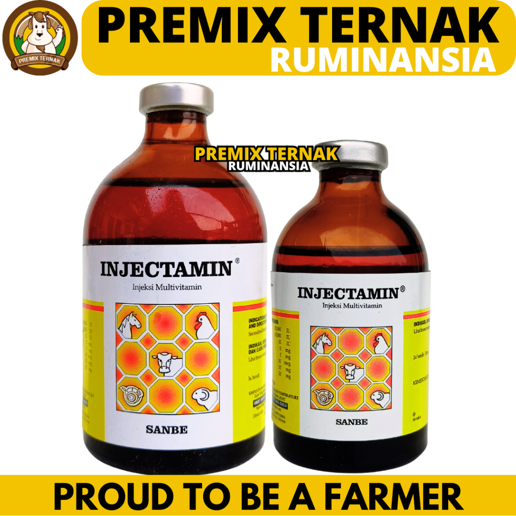 INJECTAMIN 100ml INJECTAMIN 50ml SANBE - Multivitamin Dosis Tinggi Untuk Hewan Ternak Sapi Babi