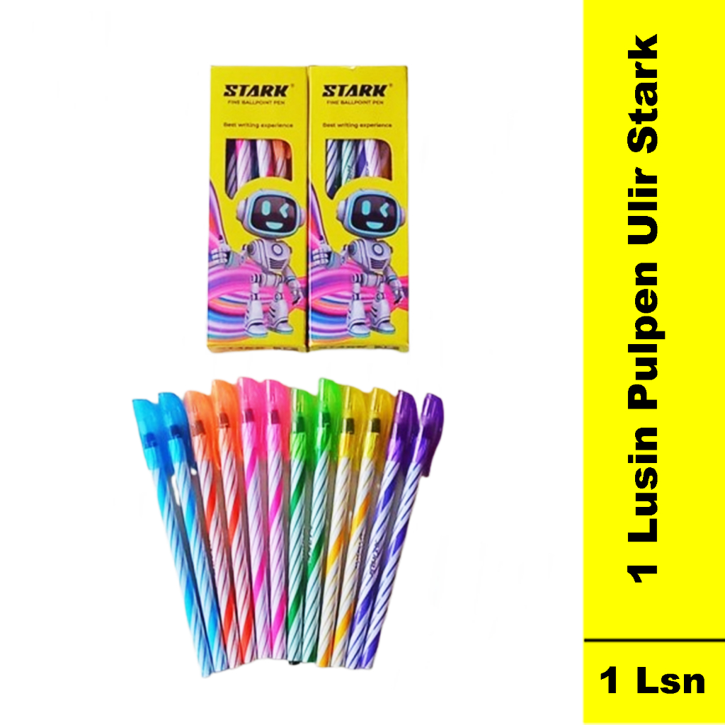 

Pulpen / Pena 1 Kotak Isi 12Pcs Stark Ulir Hitam