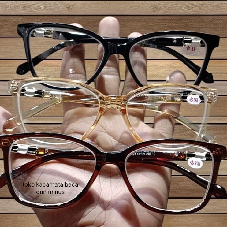 kacamata Minus Cewek Frame Semi ☐Kotak Cat Eye Minus 25601MN Free Box Lap Lensa Diameter 4,2 cm Leba