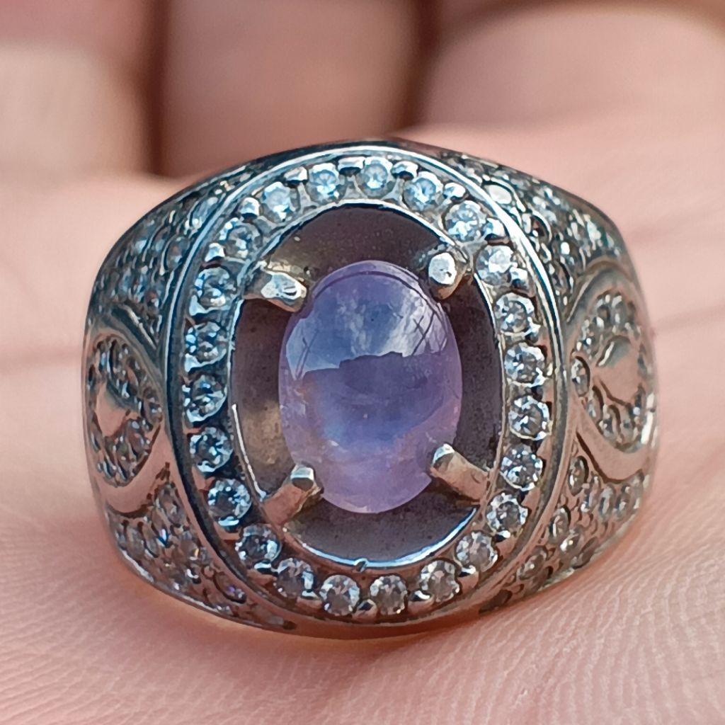 natural safir Star purple ring perak memo lab