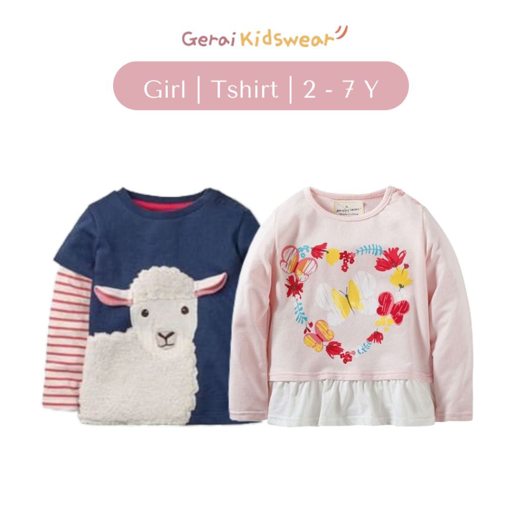 Kaos Anak Perempuan Lengan Panjang JB 3-7 Tahun