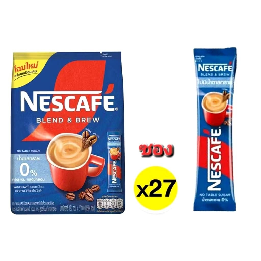 

Nescf blend & brew 0% sugar Kopi 3 in1 Ori Thailand 27 sachet