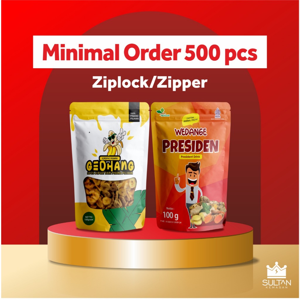 

Sultan Kemasan - Cetak Kemasan Standing Pouch Custom Ziplock | Custom Desain Packaging Full Printing Ukuran 10x15,12x17,12x20,13x20,14x20,14x22,15x22,15x24,16x24