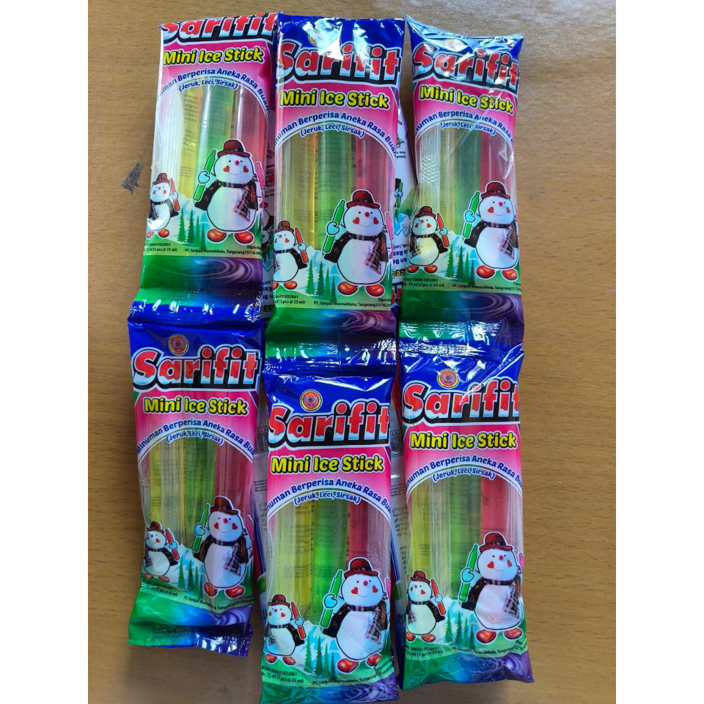 

(1 RENCENG = 10 SASET) MINUMAN SARIFIT MINI ICE STICK 1 SASET ISI 3 BIJI
