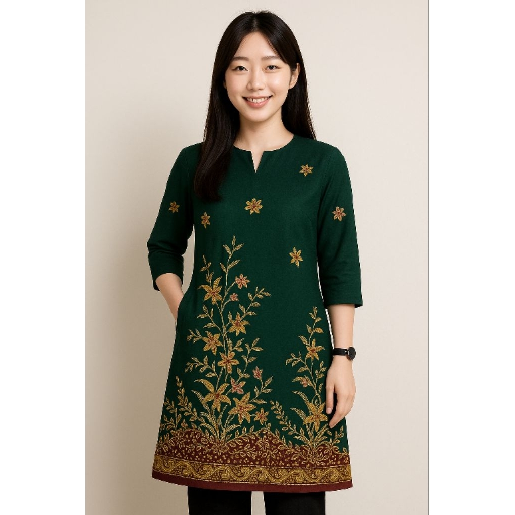 terlaris dress premium baju kerja wanita batik halus ready jumbo model korea