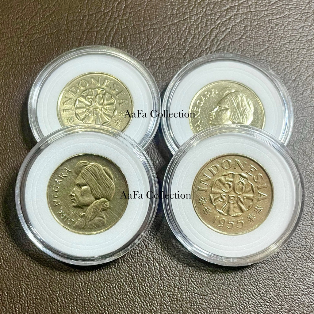 UANG KOIN KUNO 50 SEN DIPANEGARA + KAPSUL PELINDUNG