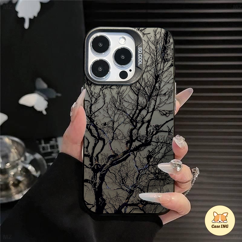 Casing Lembut Pohon Mati Hitam Kreatif untuk OPPO A5i A17 A17K A54 A58 A60 A77 A3X A3 Pro A18 A15 A7