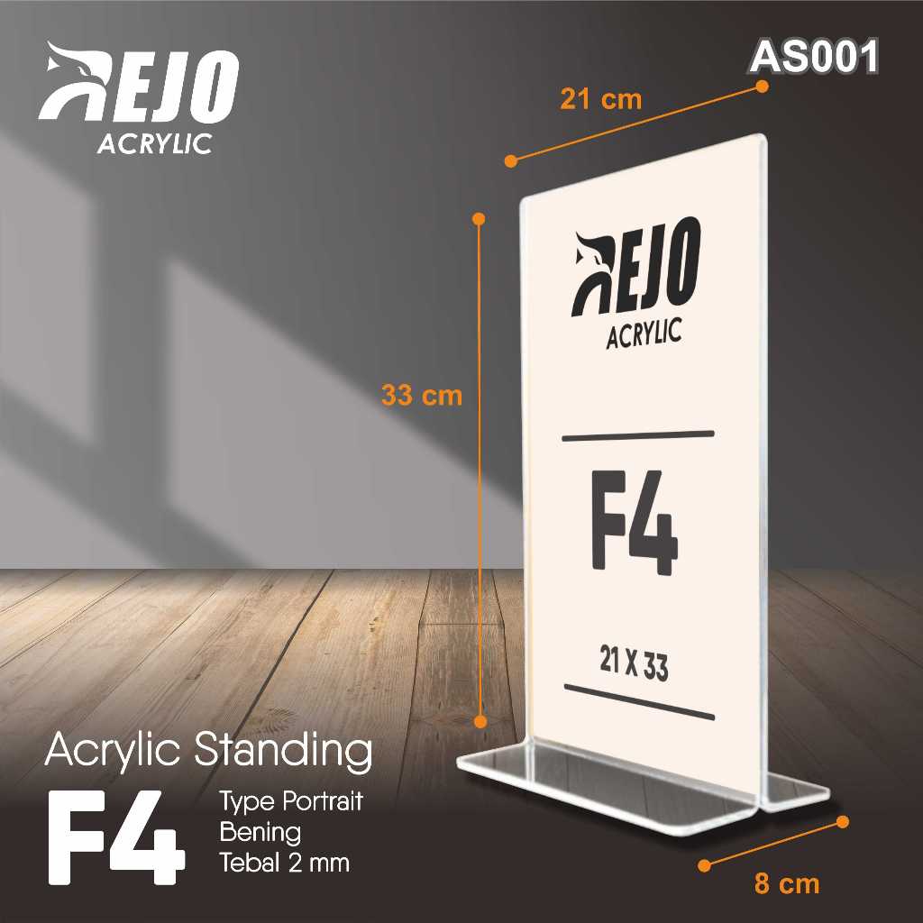 

Acrylic Display Standing F4 Tent Card Vertical akrilik meja ukuran 33x21 cm Portrait Tent Holder tempat brosur bentuk T pajangan toko