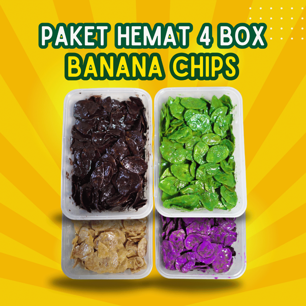 

PAKET HEMAT 4 BOX Keripik Pisang Coklat Lumer | Keripik Coklat Lumer Harga Murah