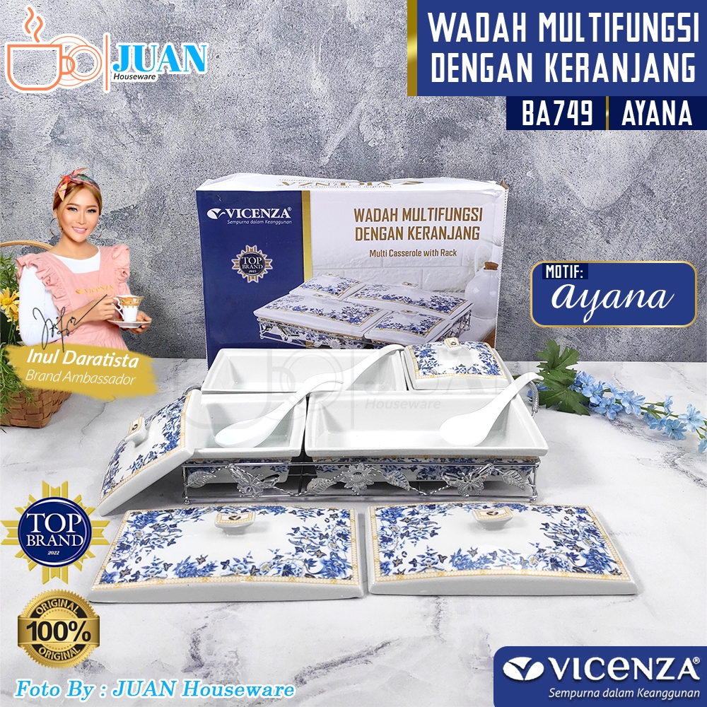 VICENZA Multi Casserole - Wadah Saji Makanan Snack Porcelain Motif Ayana BA-749