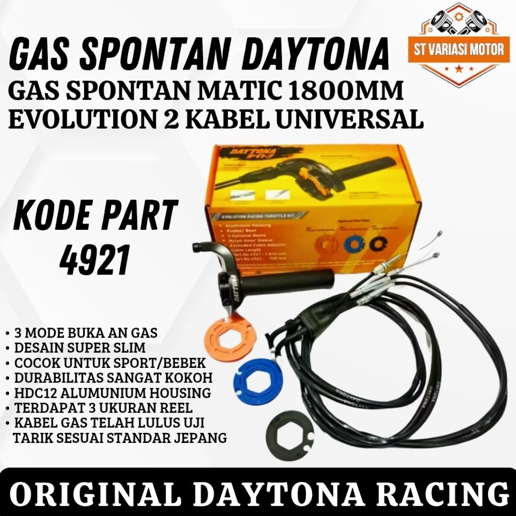 Gas Spontan Daytona Gas spontan matic 1800 MM 2 kabel Original Daytona Racing Evolution universal