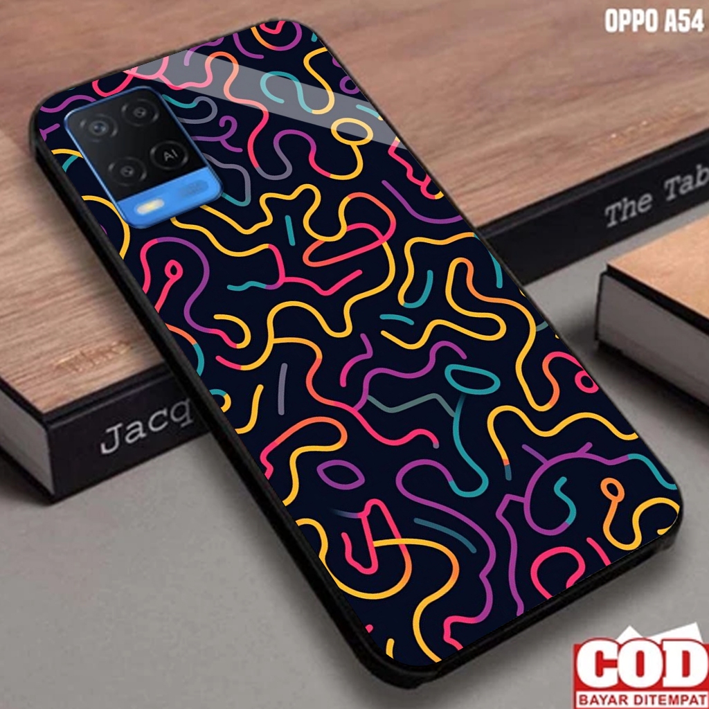 Softcase Glass Oppo A54  - Softcase Motif DOODLE 2 - Softcase Glossy - Softcase Glass - Softcase A54