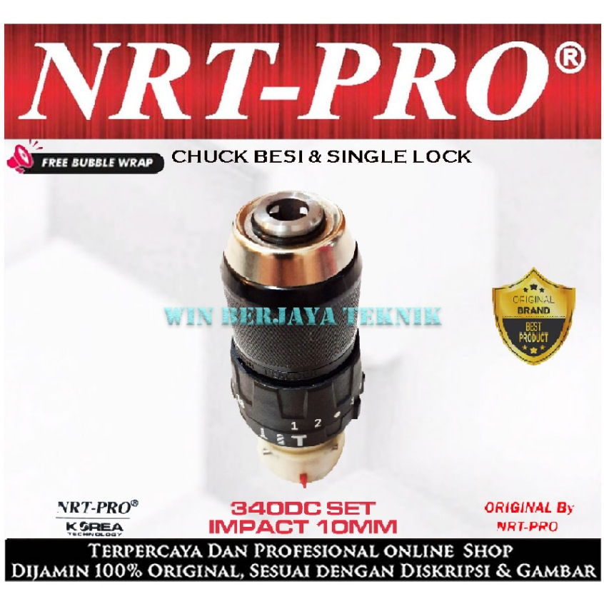 NRT PRO 340 DC Single Lock Gearbox + Chuck Bor Cordless 20V DC 340 DC340 340DC "Original NRT PRO"