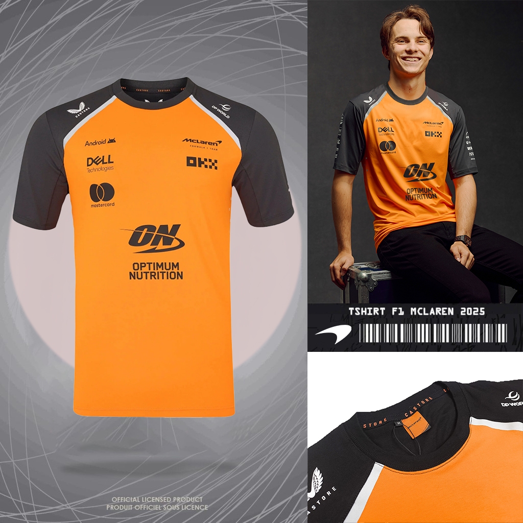 TSHIRT MCLAREN TEAM F1 BLACK ORANGE | KAOS PRIA LENGAN PENDEK KEREN TERBARU | BAJU BALAP TIM F1 MCLA