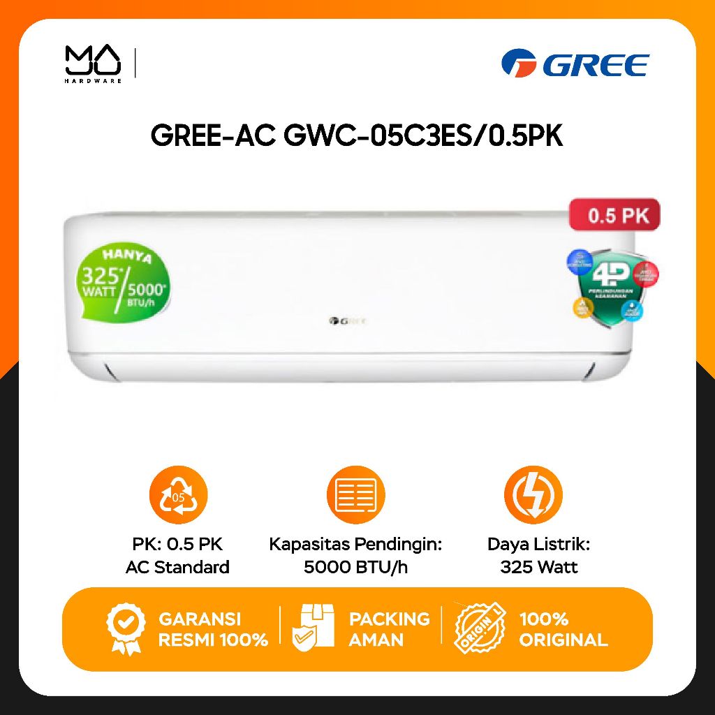 AC Gree C3ES Low Watt Series 0.5 PK Low Watt - Garansi Resmi