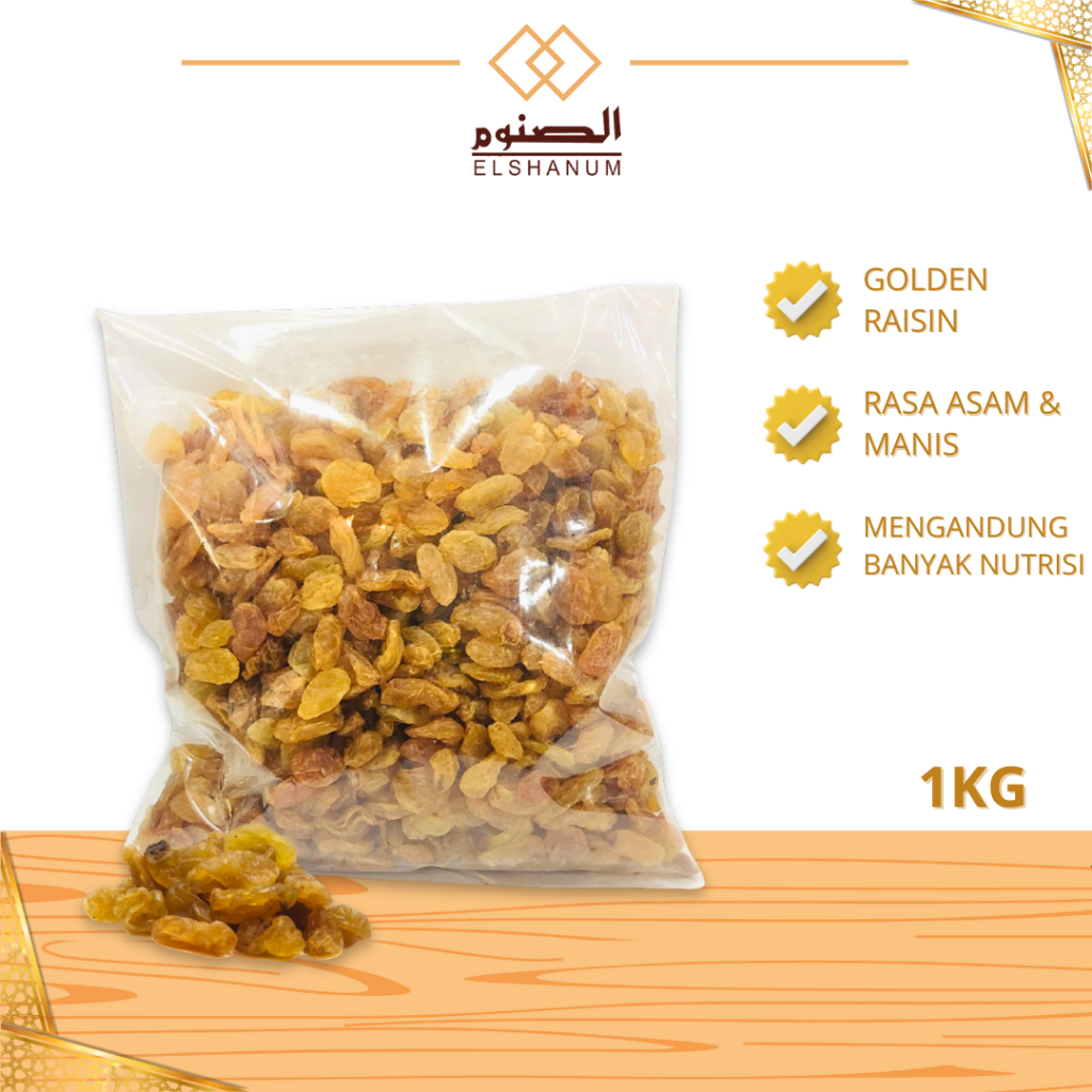

Kismis Golden Raisin 1kg, Kismis Arab Kuning Fres, Oleh-Oleh Haji Dan Umroh