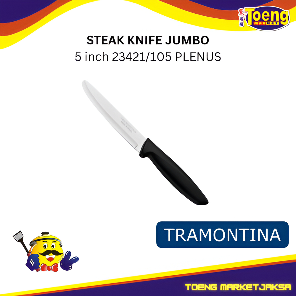 Pisau Steak Jumbo Tramontina - STEAK KNIFE JUMBO 5 inch 23421/105 PLENUS BLACK TRAMONTINA