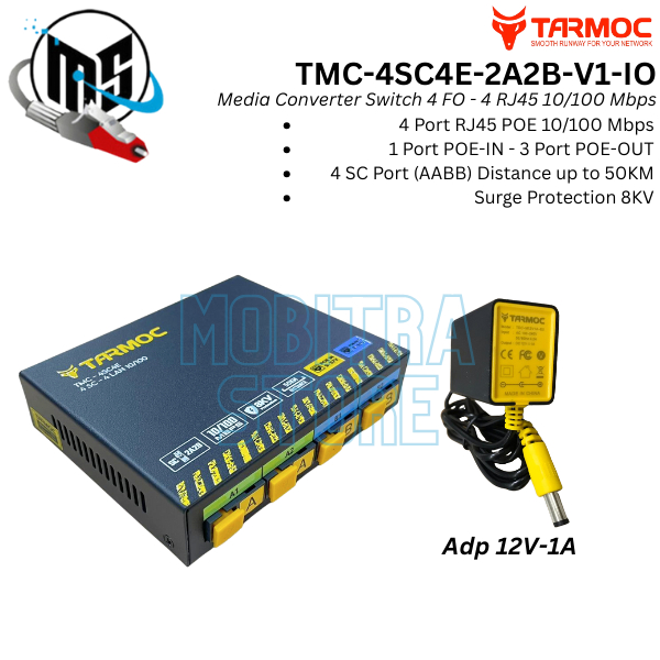 Tarmoc TMC-4SC4E-2A2B-V1-IO | Media Converter 4 FO 4 LAN / 4FO 4LAN | 4SC 4LAN / 4 SC 4 LAN 10/100Mb