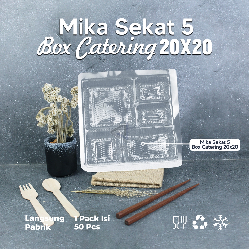 NASI KOTAK SEKAT / MIKA SEKAT 5 NASI BOX TRAY ISI 50 PCS