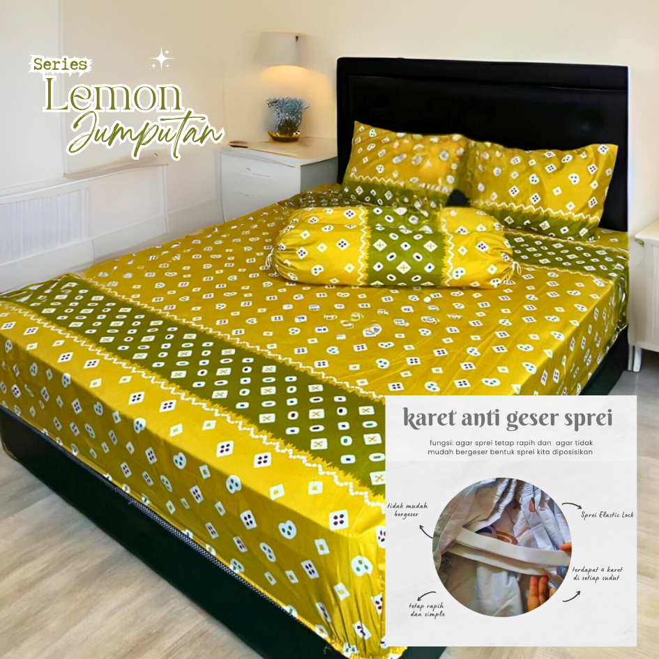 Jumputan Anti Geser Sprei Premium Aesthetic | FREE SARUNG BANTAL DAN GULING