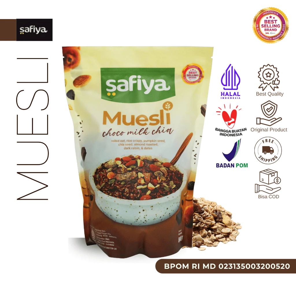 

[Agen Surabaya][Menu Sehat] Safiya Muesli Coklat Choco Milk 420 840 GR With Chiaseed Sereal Oatmeal