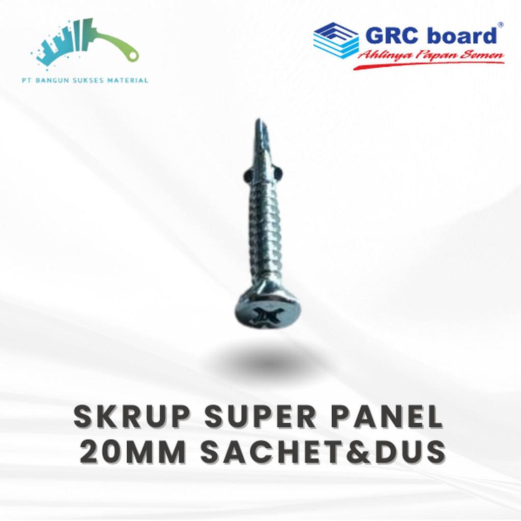 Skrup Super Panel 20mm Sachet 100 Pcs / Dus 3.7kg - Sekrup Kerangka Papan Semen GRC Board Lantai