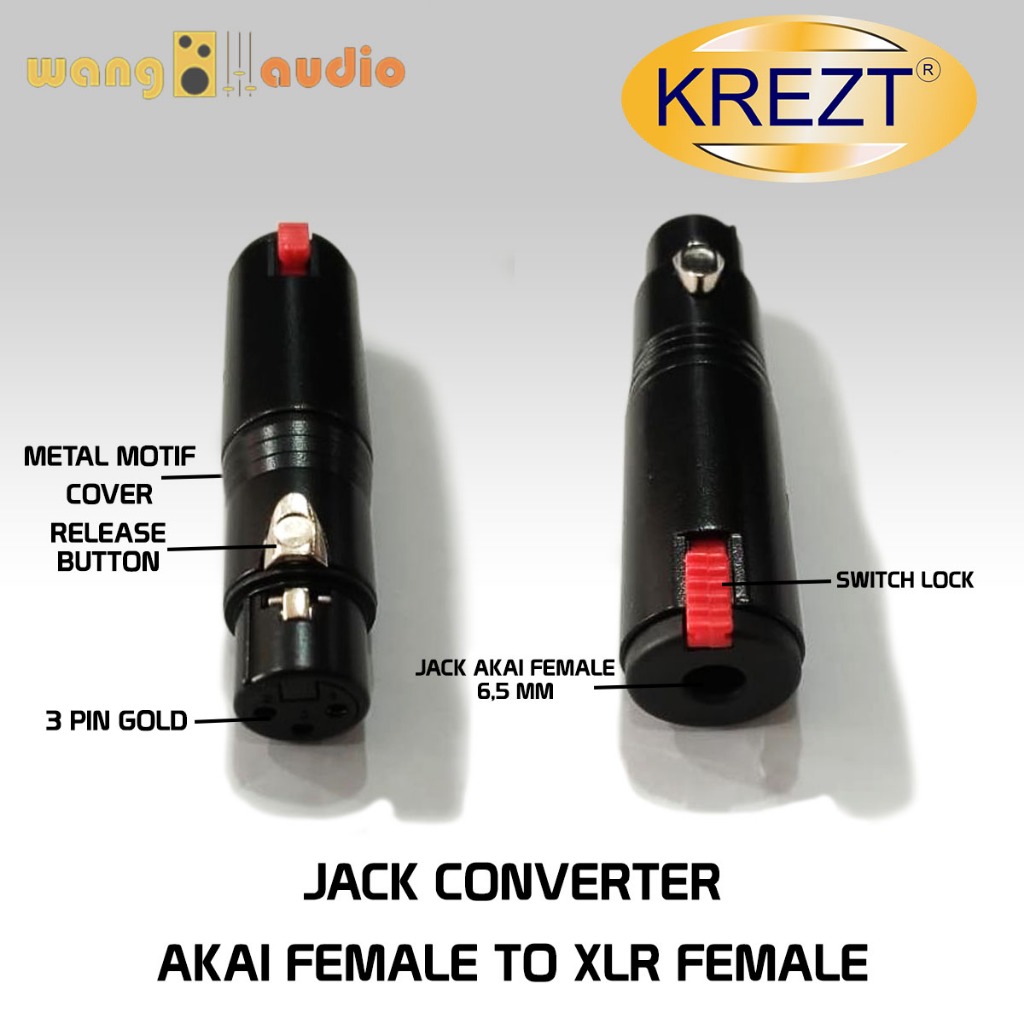 KREZT - JACK CONVERTER AKAI FEMALE 6,5 MM TO XLR FEMALE 3 PIN - WANG
