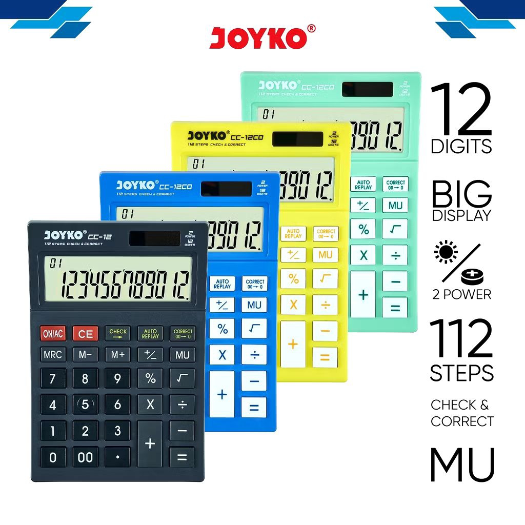 

Joyko CC-12 | CC-12CO | Calculator | Kalkulator 12 Digits Check Correct