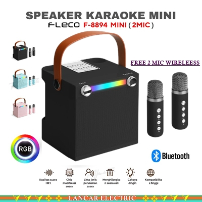 Speaker Portable Bluetooth Karaoke Fleco F-8894 Bonus 2Mic 1 Set Karaoke Speaker KTV Cute Wireless