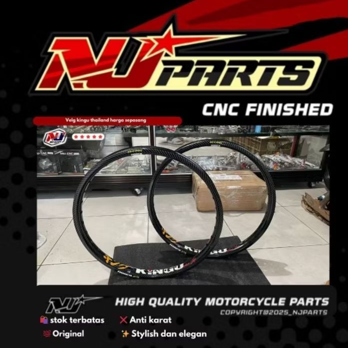 NJ PARTS Velg Kingu ALLOY RIMS Thailand Ring 17 Diameter 120/140 Universal untuk Motor CNC Finished 