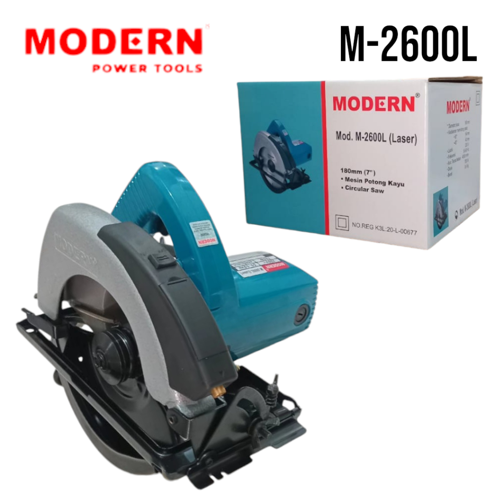 MODERN Gergaji Listrik Circle (CIRCULAR SAW) / Mesin Potong Kayu LASER M2600L M-2600L Original