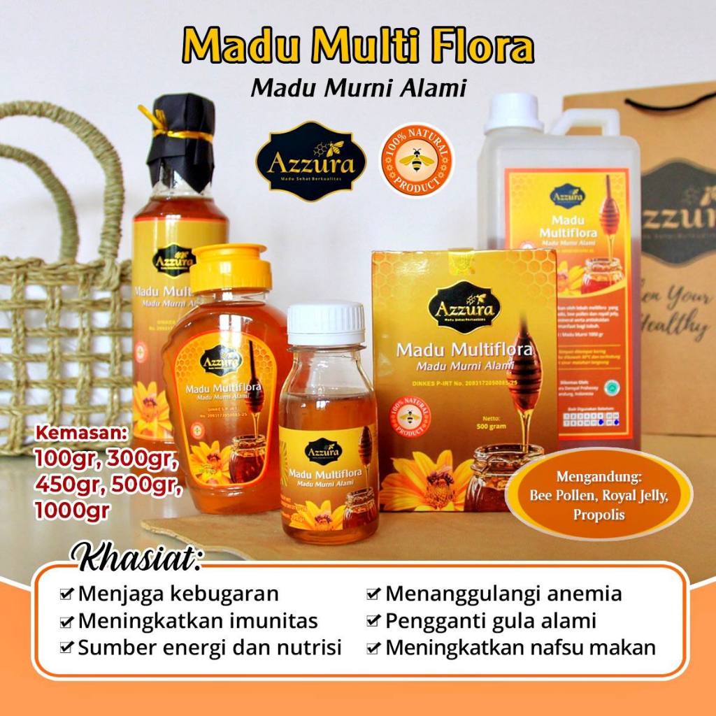 

Madu Azzura – Madu Multiflora Asli 100% Murni – Herbal Premium untuk Imunitas & Energi