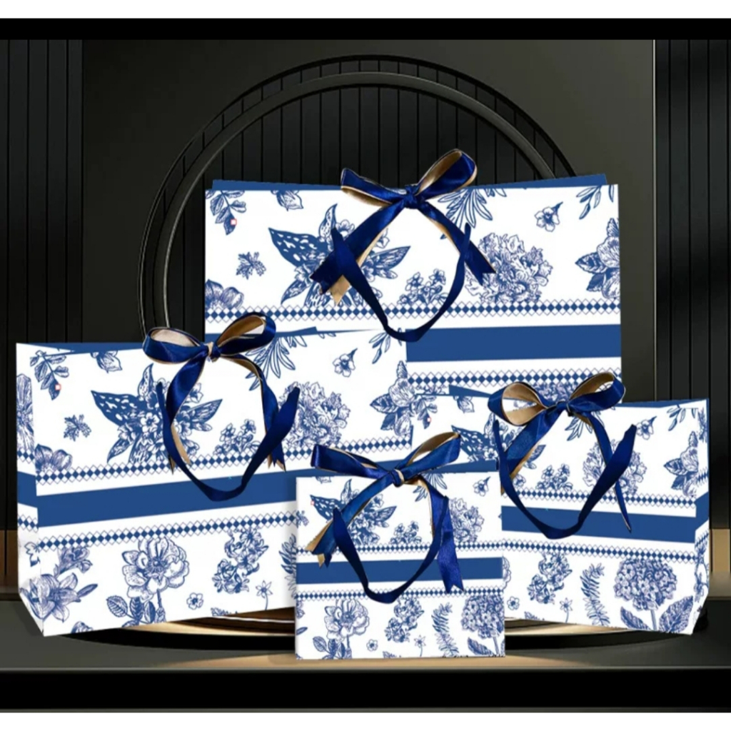 

PAPERBAG TAS KADO HAMPERS GOODIEBAG BLUE LINE GIFT WEDDING BAG TEBAL PREMIUM PITA