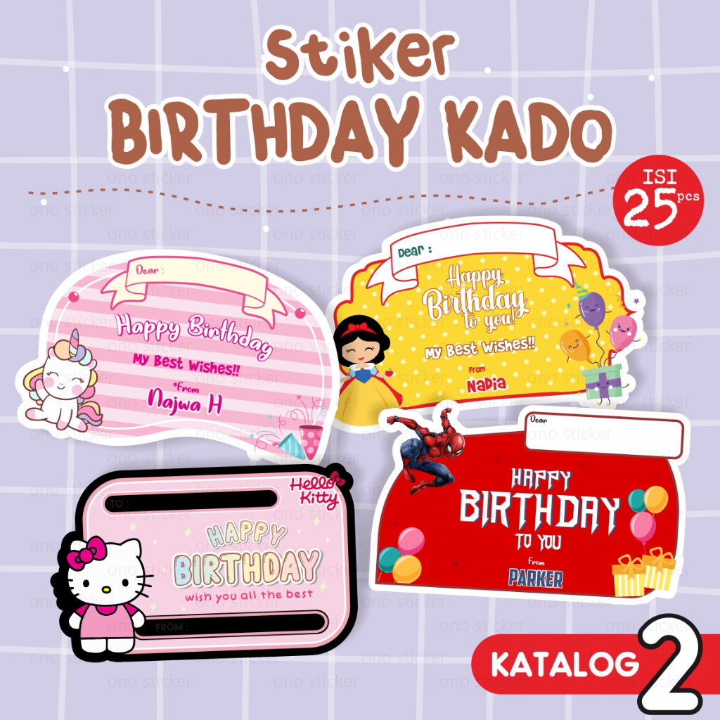 

Stiker ucapan kado free custom nama banyak tema