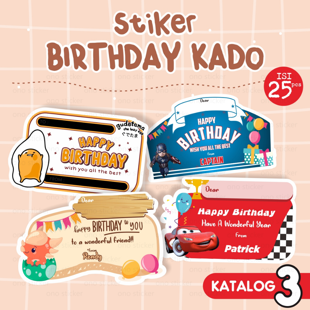 

Stiker birthday ucapan kado custom nama lucu