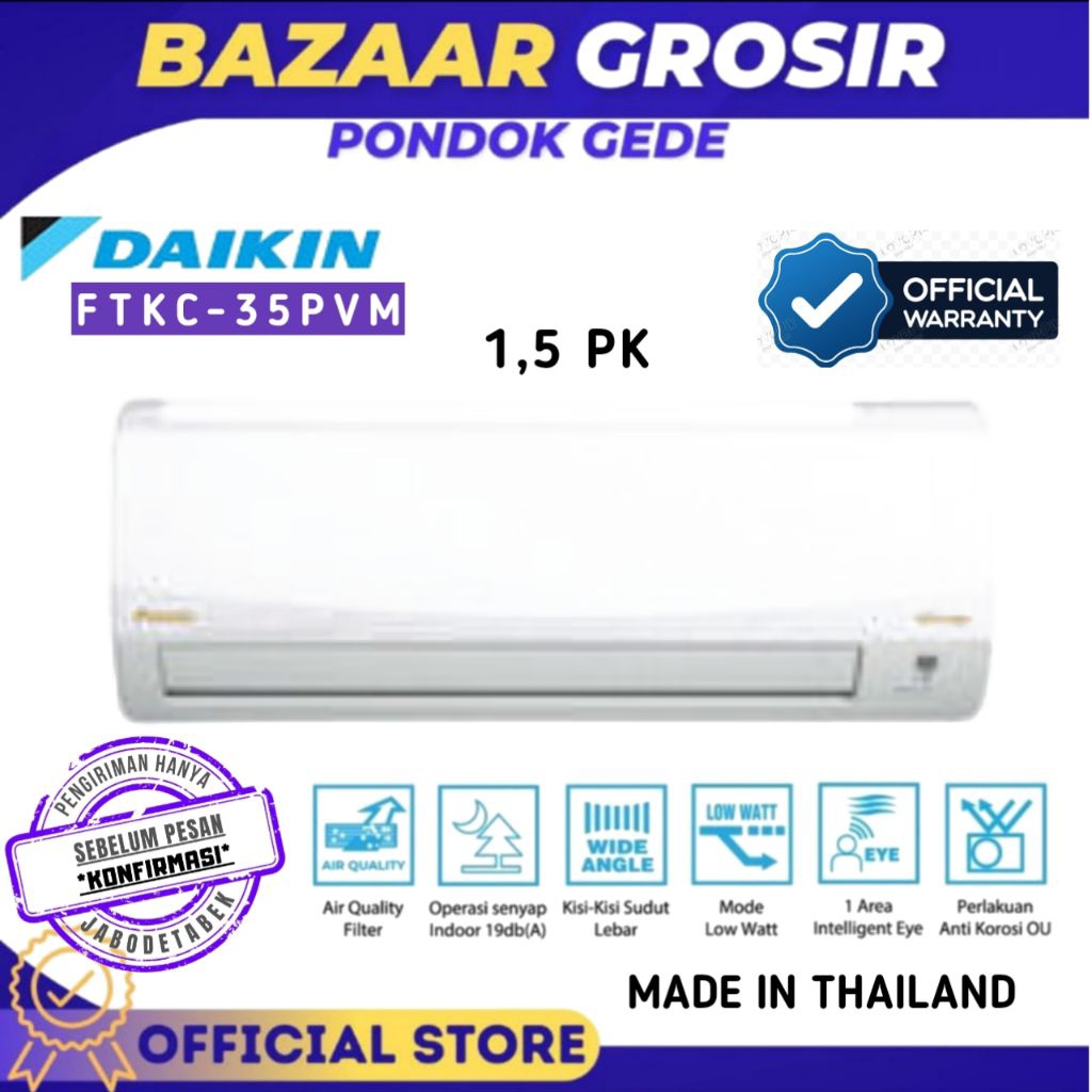 AC DAIKIN FTKC35PVM / FTKC-35PVM / FTKC 35PVM - AC STAR Inverter Thailand 1.5PK