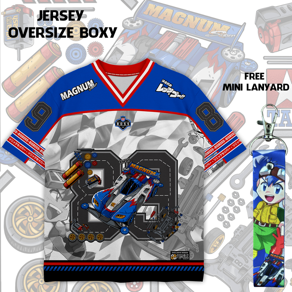 (Gratis Lanyard, Stiker) BIGBOSS Baju Kaos Jersey Anime Tamiya 017 Magnum Saber Dryfit Milano Oversi