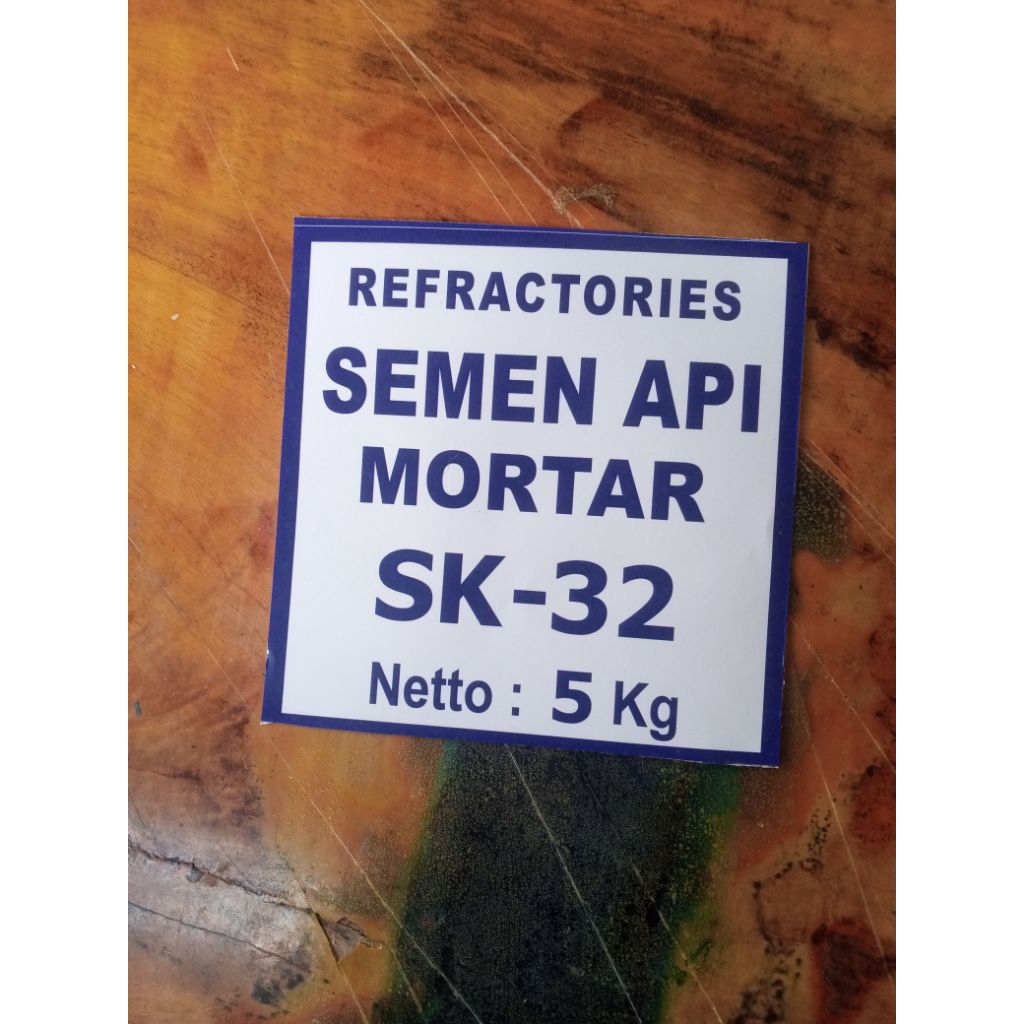 Semen Mortar SK32, Eceran per 5 kg, khusus untuk pemasangan bata, bertahan di suhu 1200°c