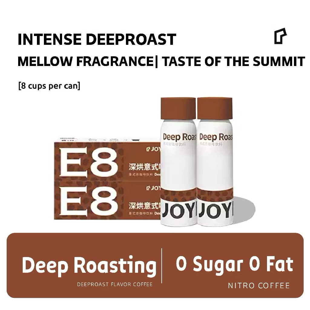 

[ 2pcs ] JOYINBAG E8 Deep Roast Nitro Coffee [ Dark Roast Coffee ] 8 Espresso Shots Per Can