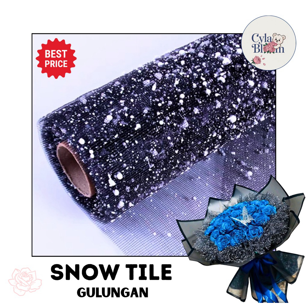 

(READY) Snow Tile Salju Hitam Gulungan Roll 50 cm x 4 yard flower bouquet warping buket bunga wisuda valentine anniversary hiasan cantik mewah